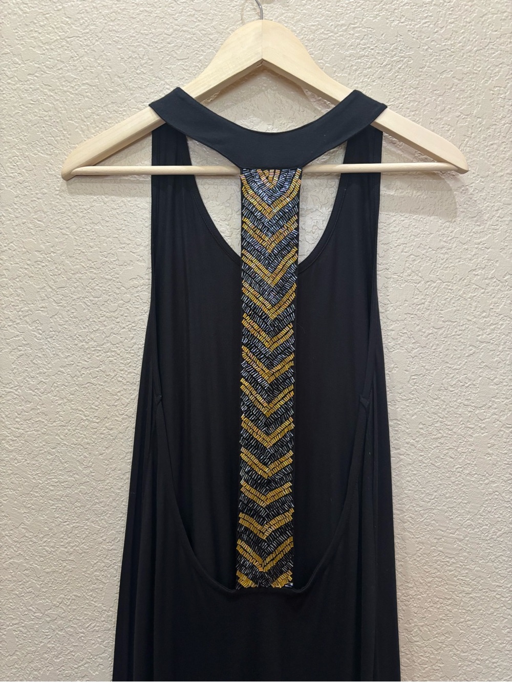Sleeveless Black Maxi Dress with Beaded Back Detail - Picture 4 of 11